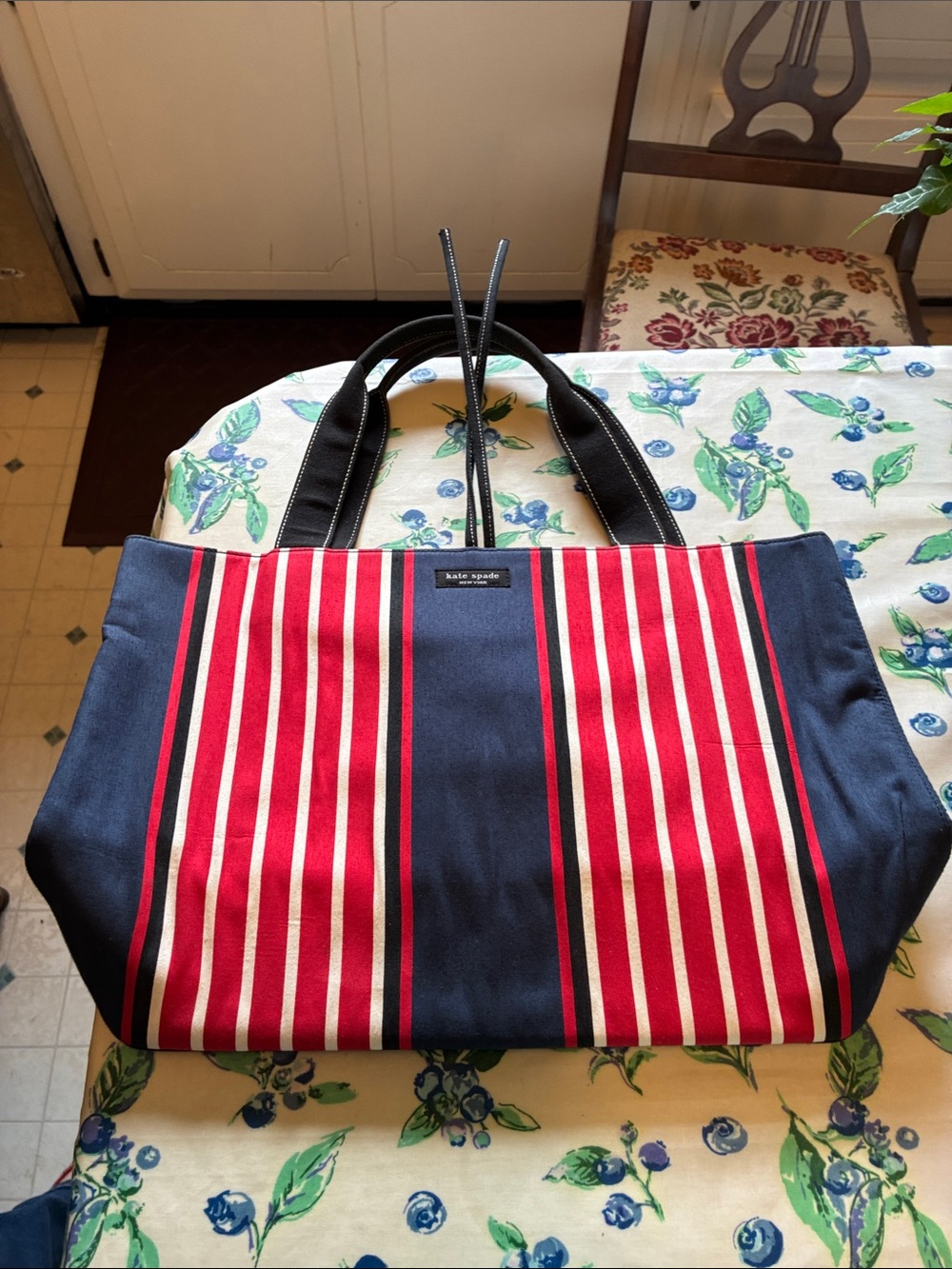 kate spade Navy and Red Striped Canvas Tote - Picture 10 of 10
